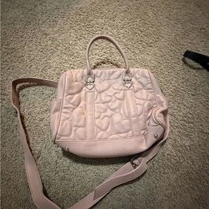 Betsey Johnson Light Pink Heart-Quilted Bag